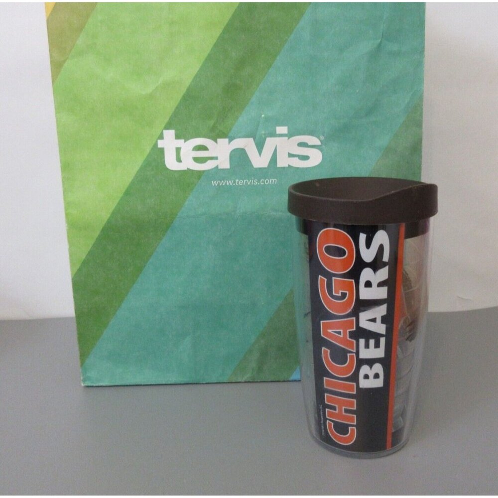 Tervis Tumbler 16oz  NFL Chicago Bears Football Wrap Brown Orange w/ Travel Lid